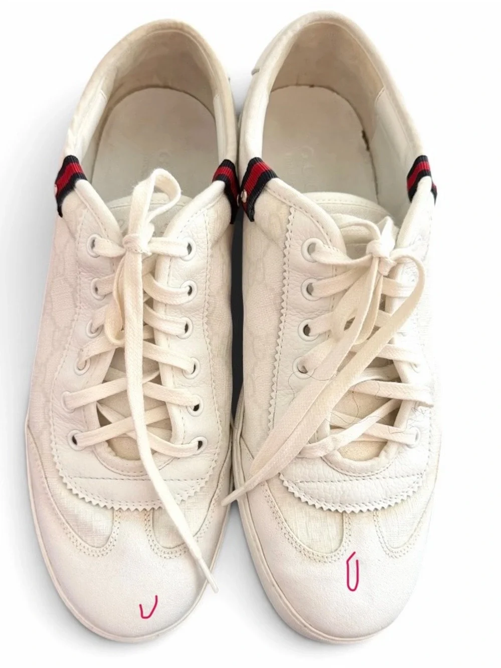 Authentic Gucci Off-White GG Monogram Canvas Low-Top Sneakers
